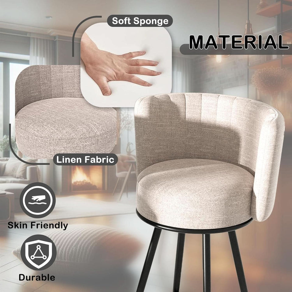 Stylish Swivel Bar Stools Set of Two Beige