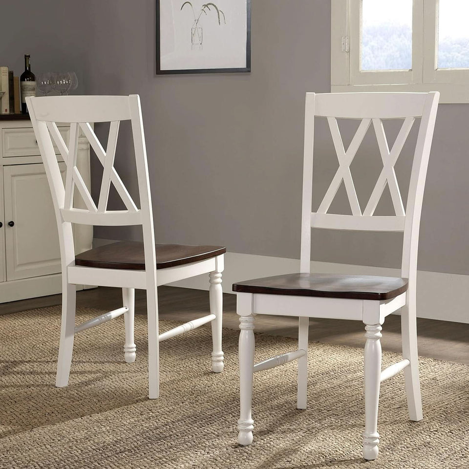 Shelby Distressed White X Back Dining Chairs Set Of 2