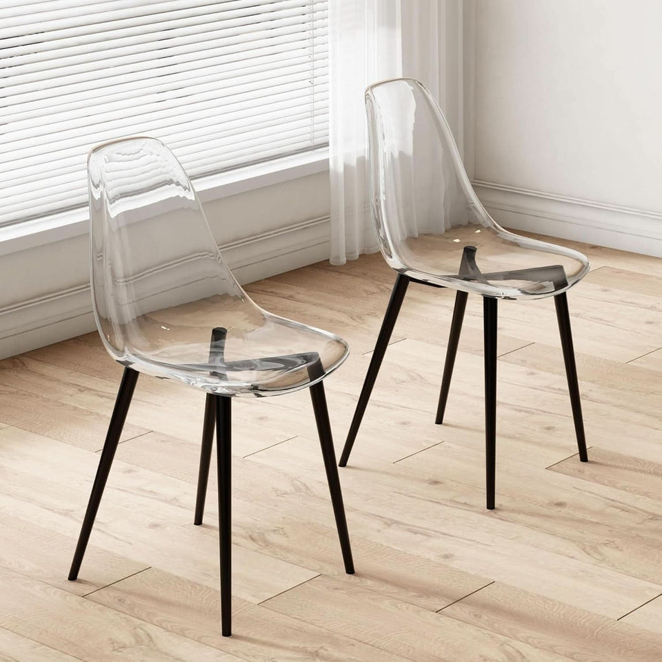 Clear Acrylic Dining Chairs Set of 4 With Black Legs