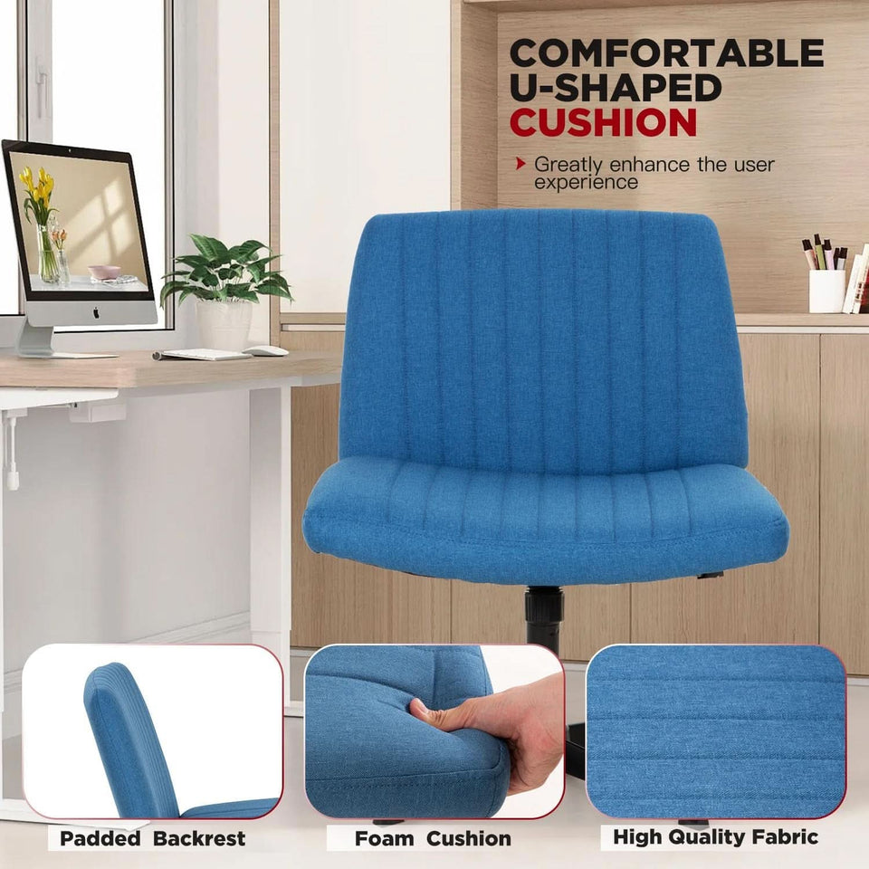 Criss Cross Armless Desk Chair Dark Blue Height Adjustable