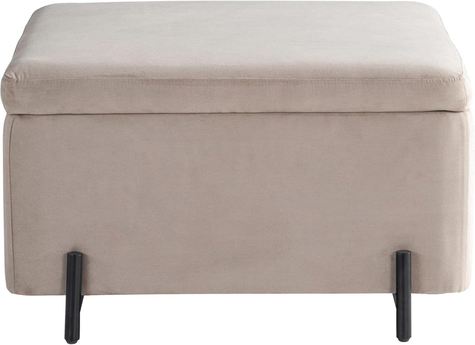 Connor Thirty One Point One Inch Taupe Velvet Storage Ottoman