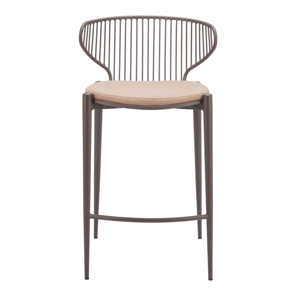 Silues Counter Stool (Set of 2) Taupe & Brown