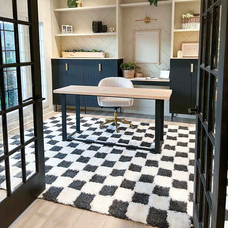 Atira Black & White Checkered Area Rug