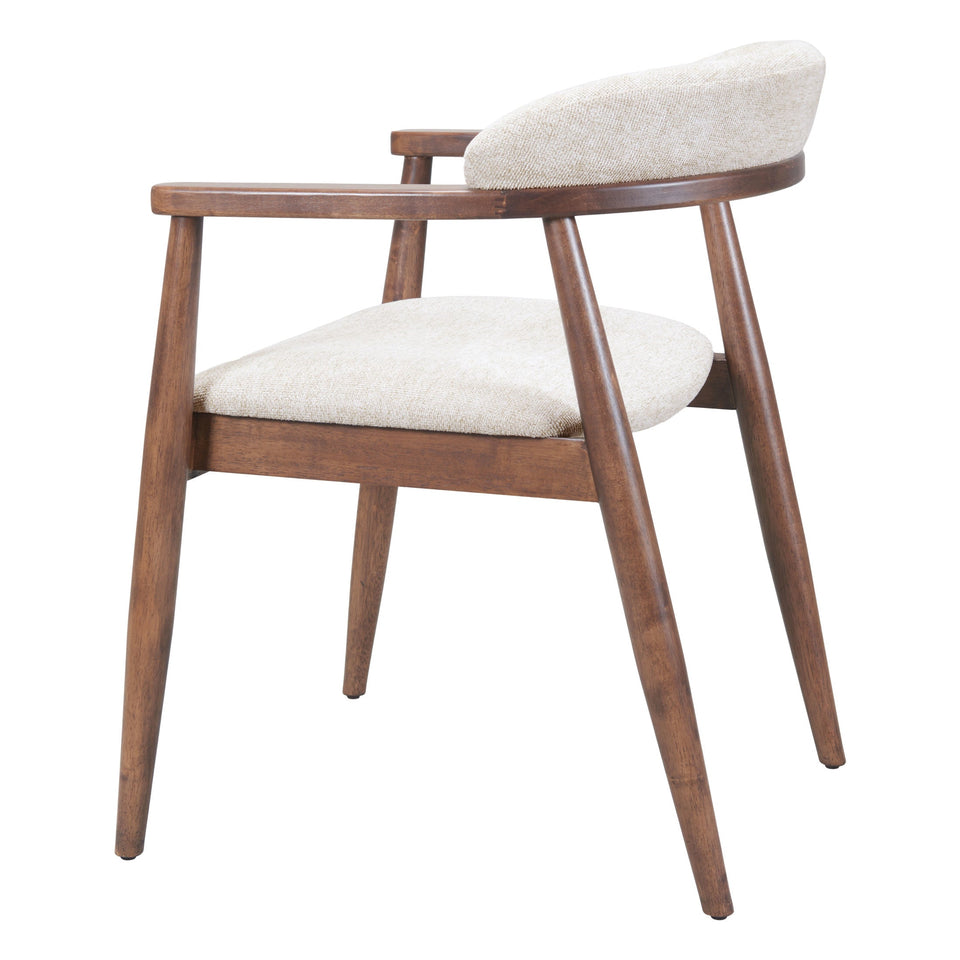 Goka Dining Chair Beige & Walnut