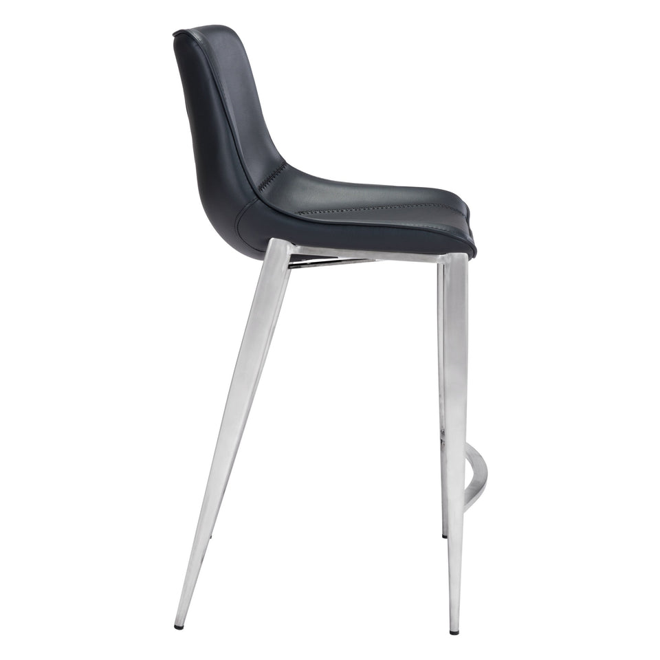 Magnus Counter Stool (Set of 2) Black & Silver