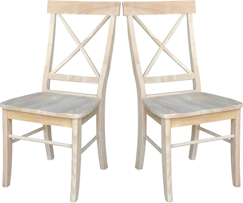 X Back Dining Chairs Set Of 2 In Unfinished Parawood