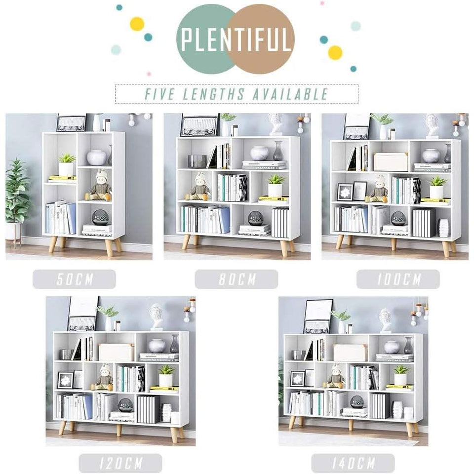 Wooden Open Shelf Bookcase 3 Tier Floor Standing Warm White
