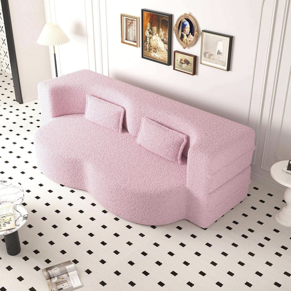 Powder Pink Ultra Comfort Contemporary Foldable Sleeper Sofa