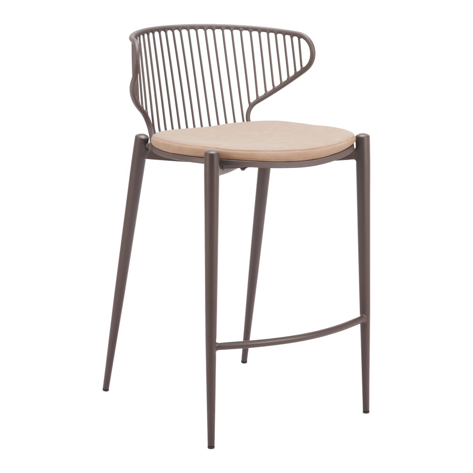 Silues Counter Stool (Set of 2) Taupe & Brown