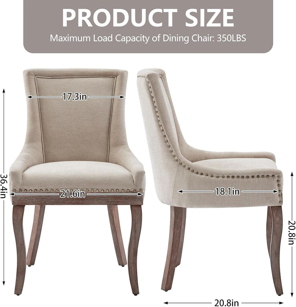 Modern Dining Chairs Tan Upholstered Fabric Set Of 2