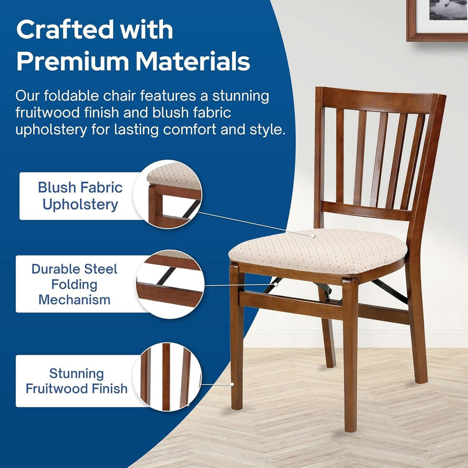 Stakmore Fruitwood Folding Chair Solid Wood 2 Pack