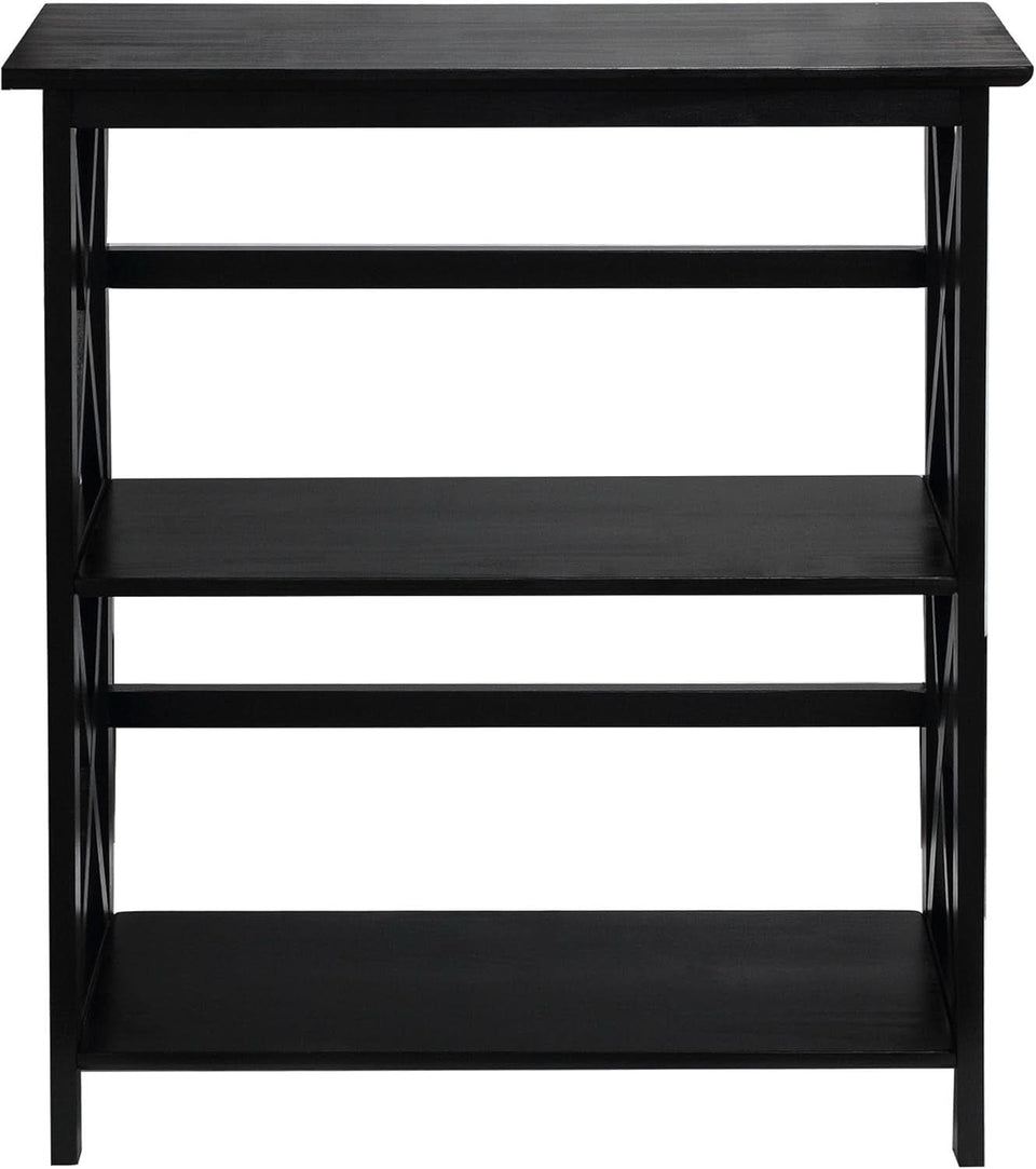 Three Shelf Solid Wood Bookcase For Living Room Storage