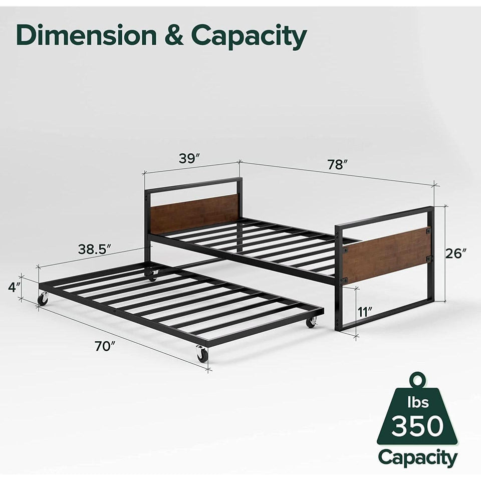 Twin Over Full Metal Bunk Beds With Trundle In Black