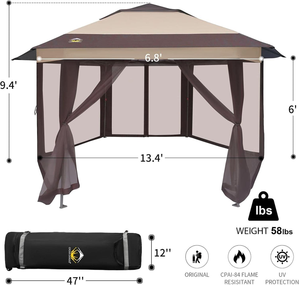 16x16 Pop Up Gazebo With Mosquito Netting For Patio Parties