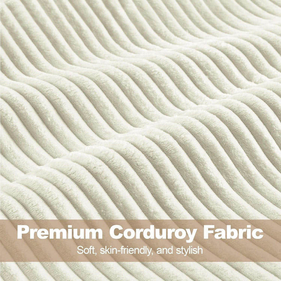Beige Corduroy Barrel Chair With Pocket Coil Support