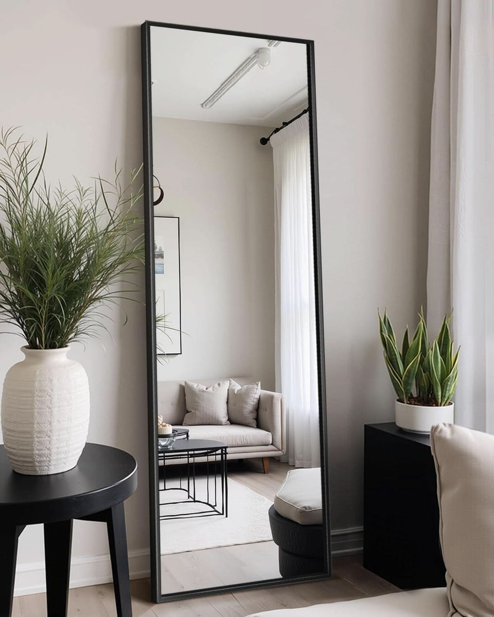 56 Inch Full Length Floor Mirror Black For Bedroom Living Room
