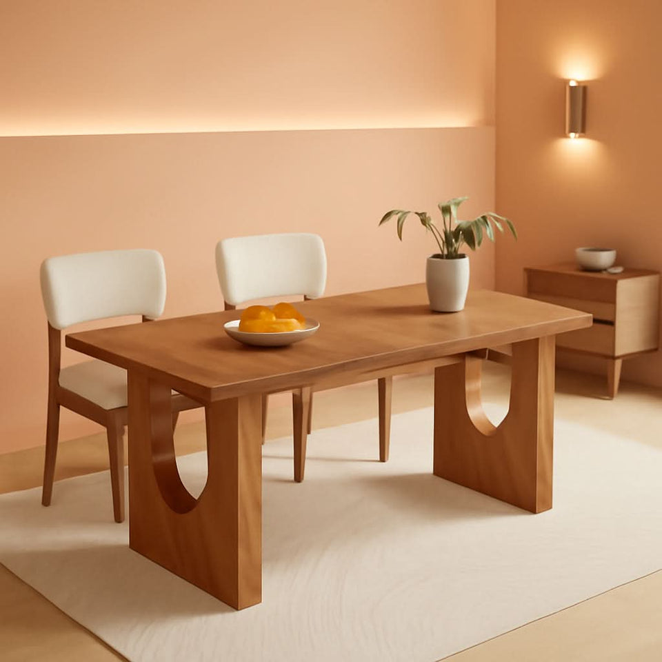 Dining Table 71 Inch Rustic Brown With Wood Pedestal