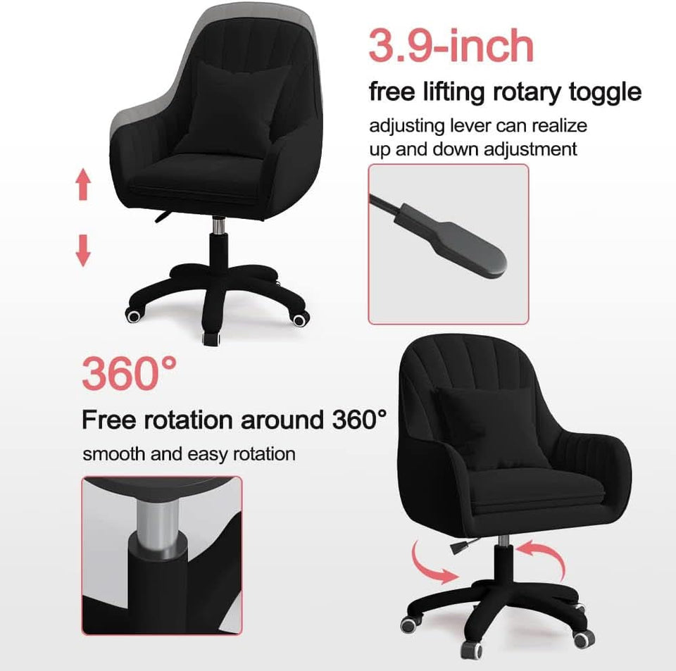 Velvet Home Office Chair Height Adjustable For Desk Use