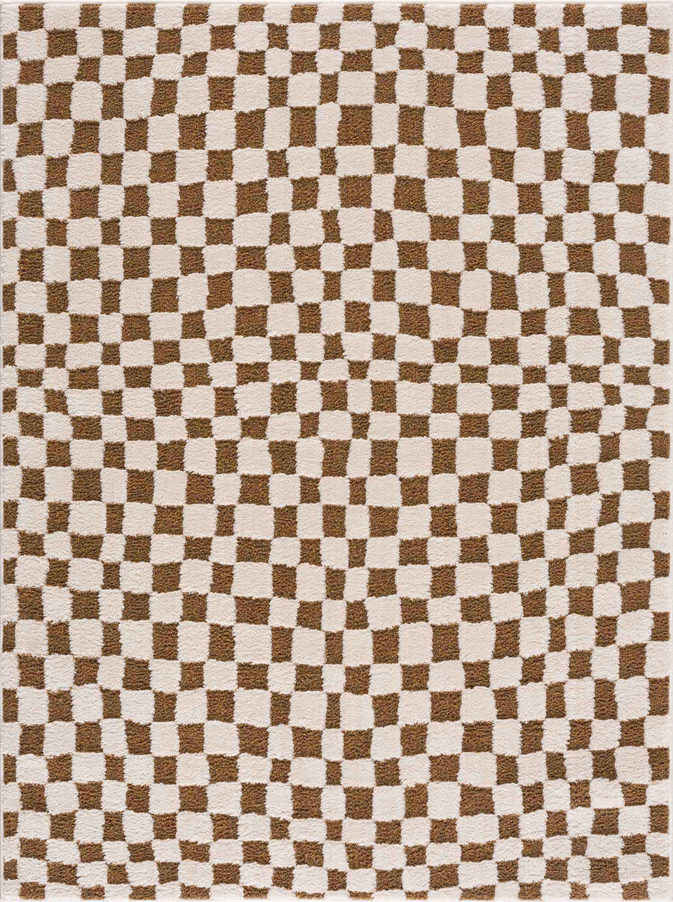 Lajos Brown Checkered Shag Rug - Clearance