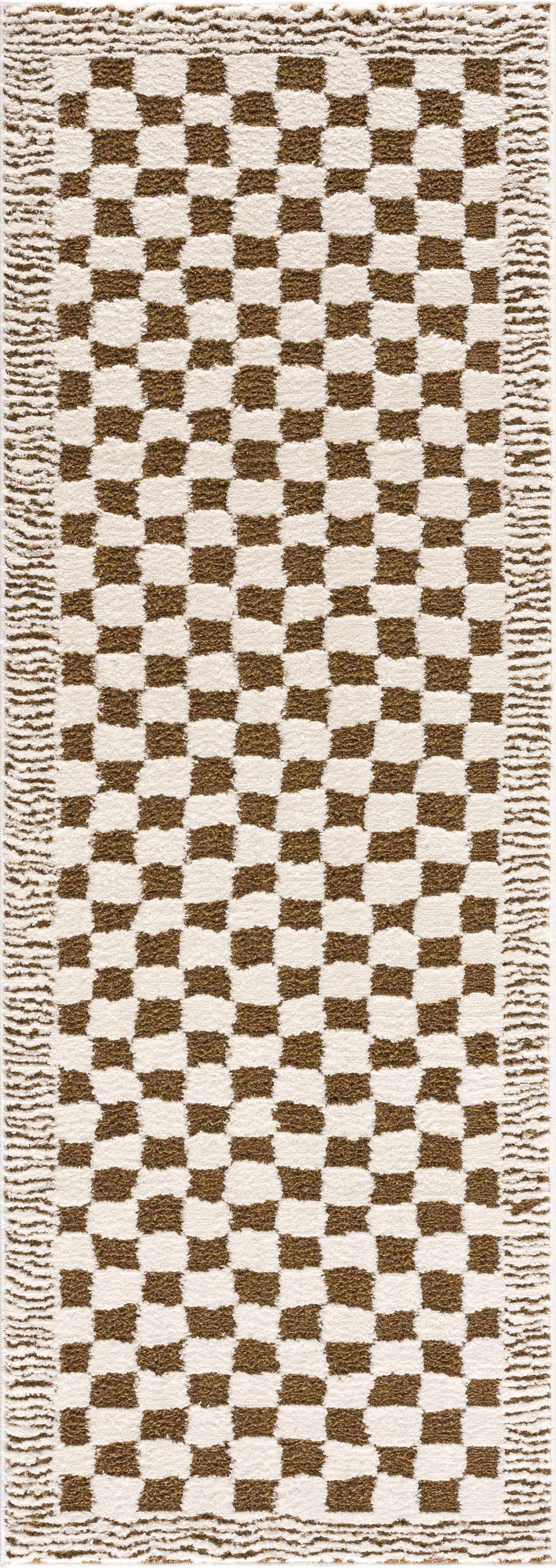 Leryn Brown Checkered Plush Rug
