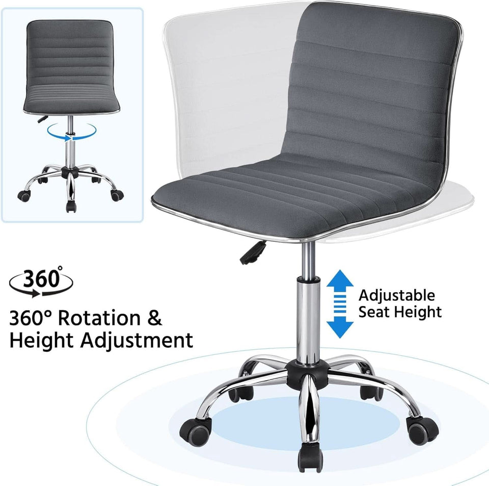 Dark Gray Velvet Armless Swivel Chair Height Adjustable