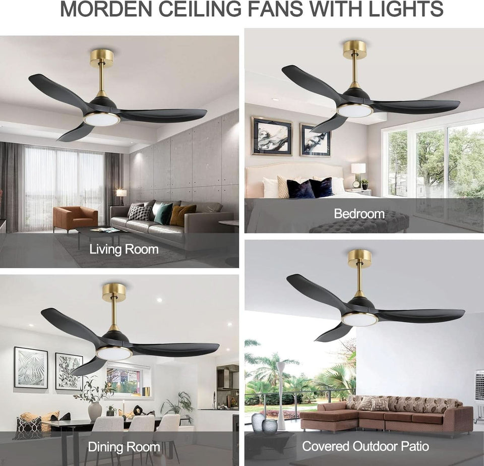 52 Inch Quiet Dc Motor Ceiling Fan With Lights Remote