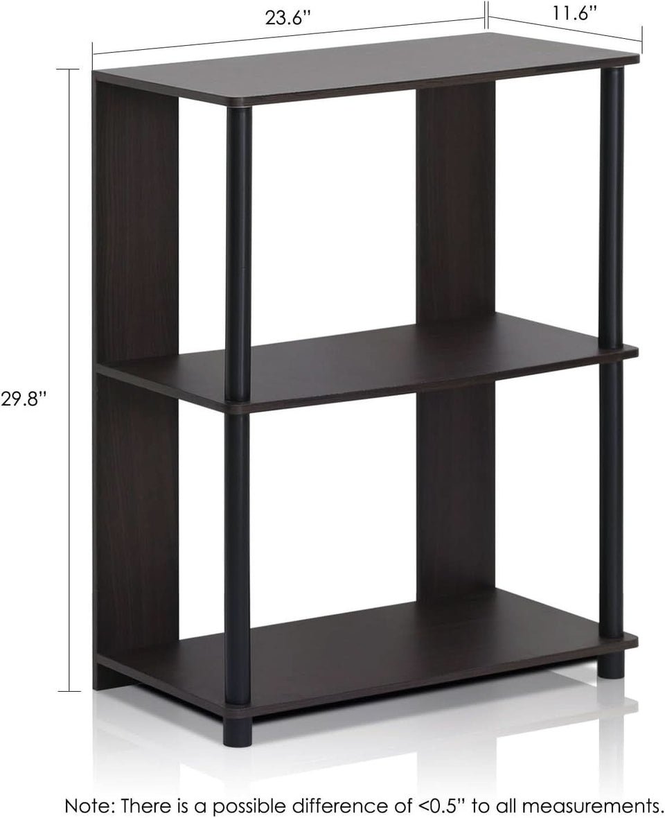 Jaya 3 Tier Walnut Bookcase Display Rack for Living Room