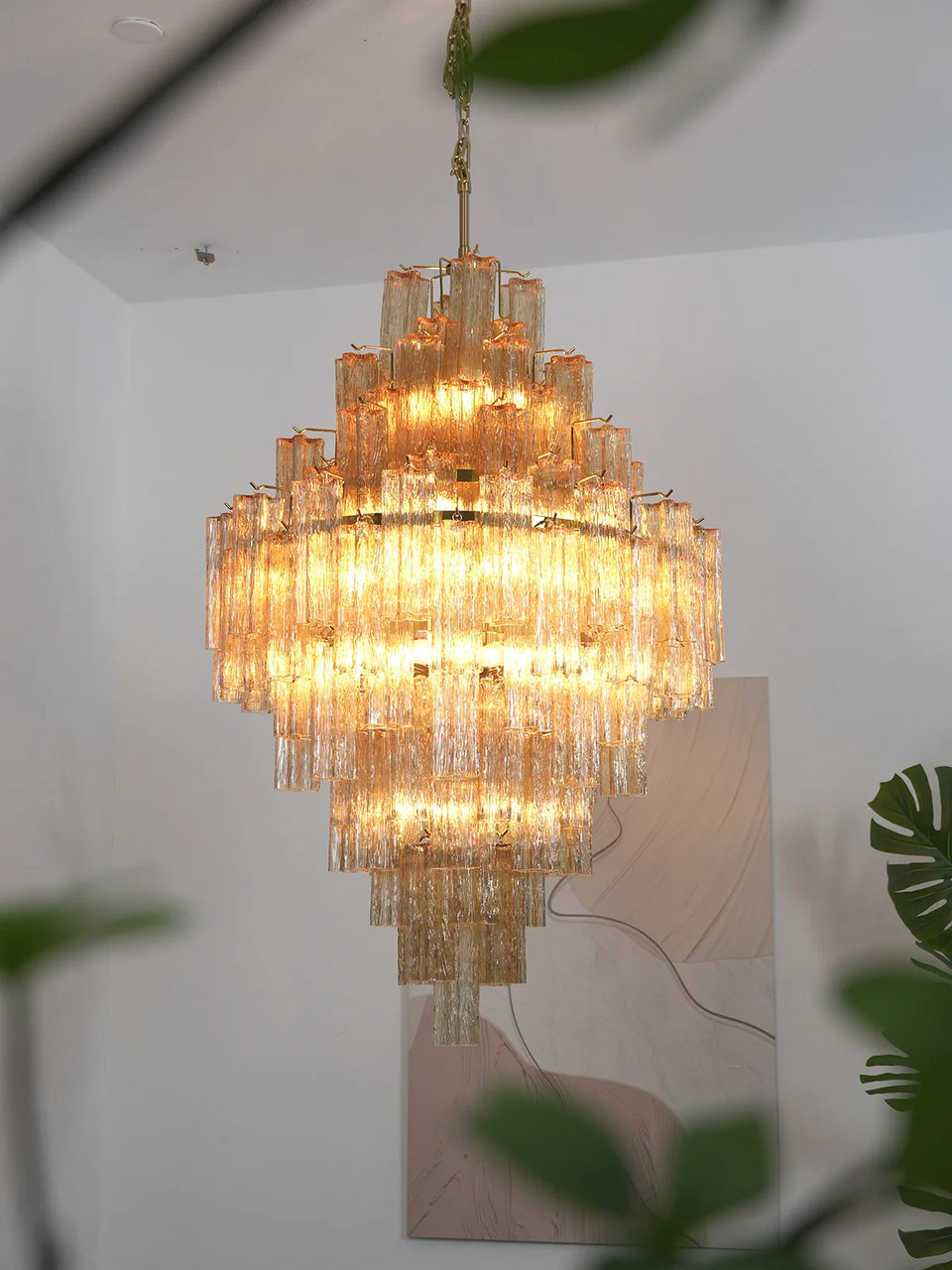 Amber + Gold glass chandelier - additional view 13