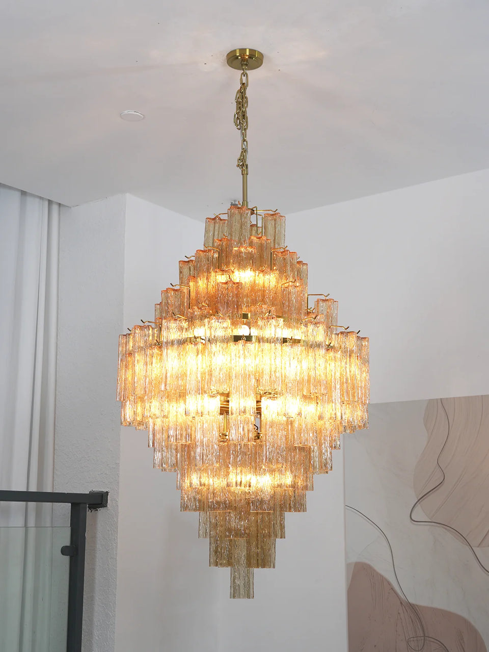 Amber + Gold glass chandelier - additional view 11