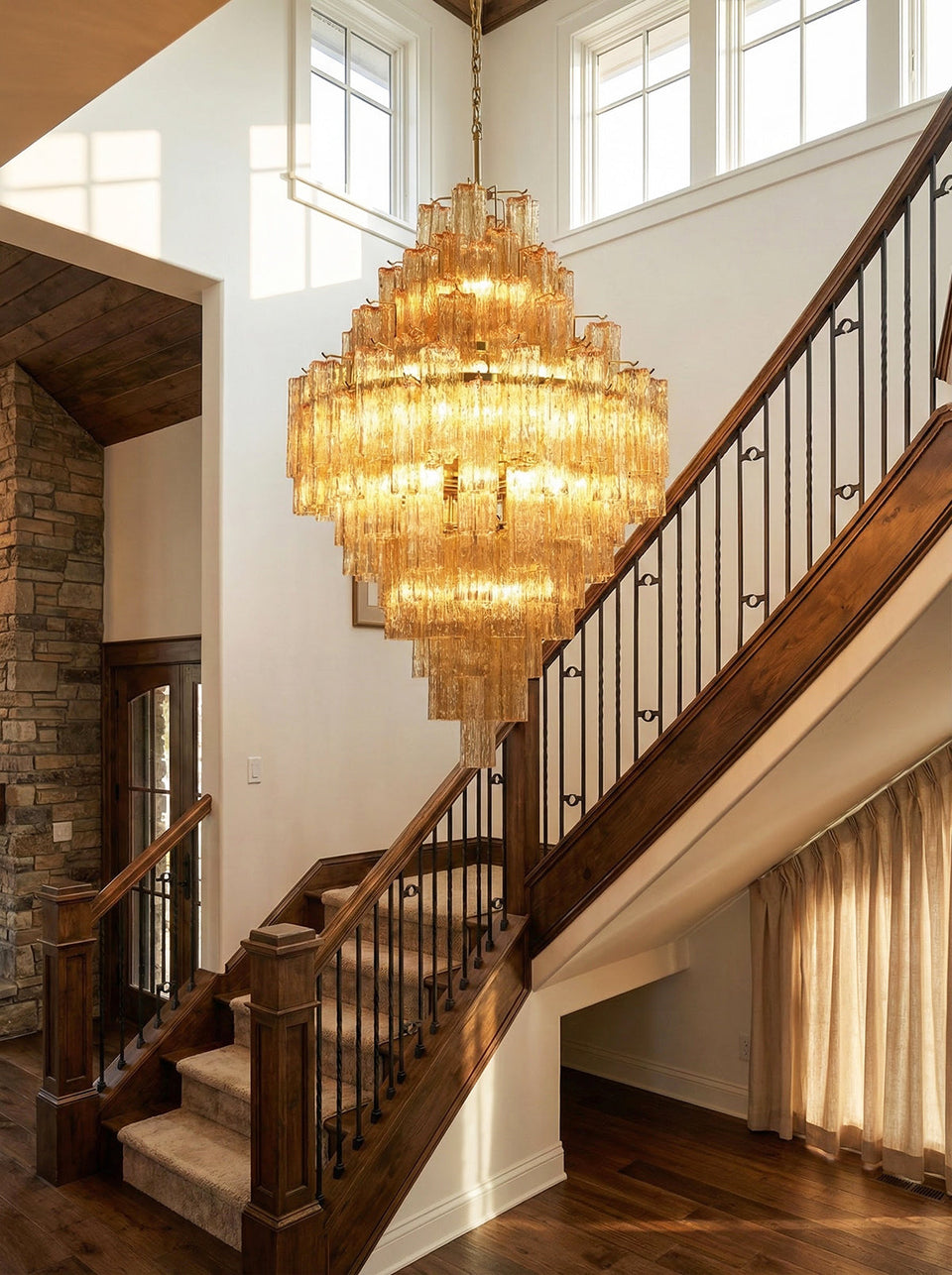 Amber + Gold glass chandelier - additional view 10
