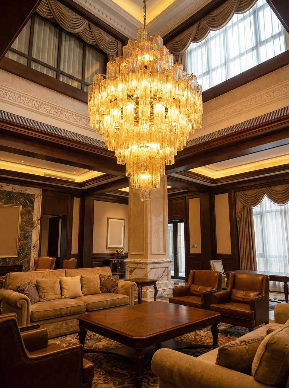 Amber + Gold glass chandelier - additional view 9