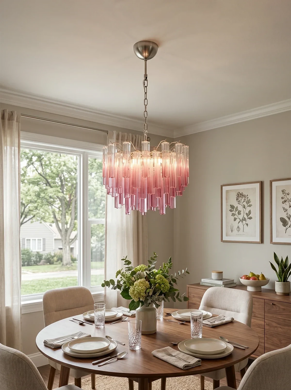 Gorgeous Murano Quadriedri Prisms Chandelier
