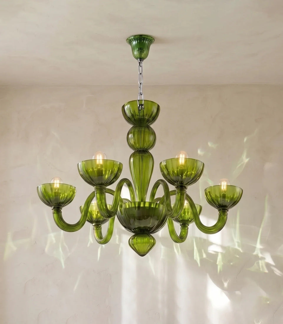 Green Calyx Art Glass Chandelier