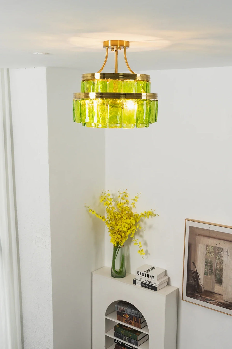 Green + Gold glass ceiling light - additional view 12