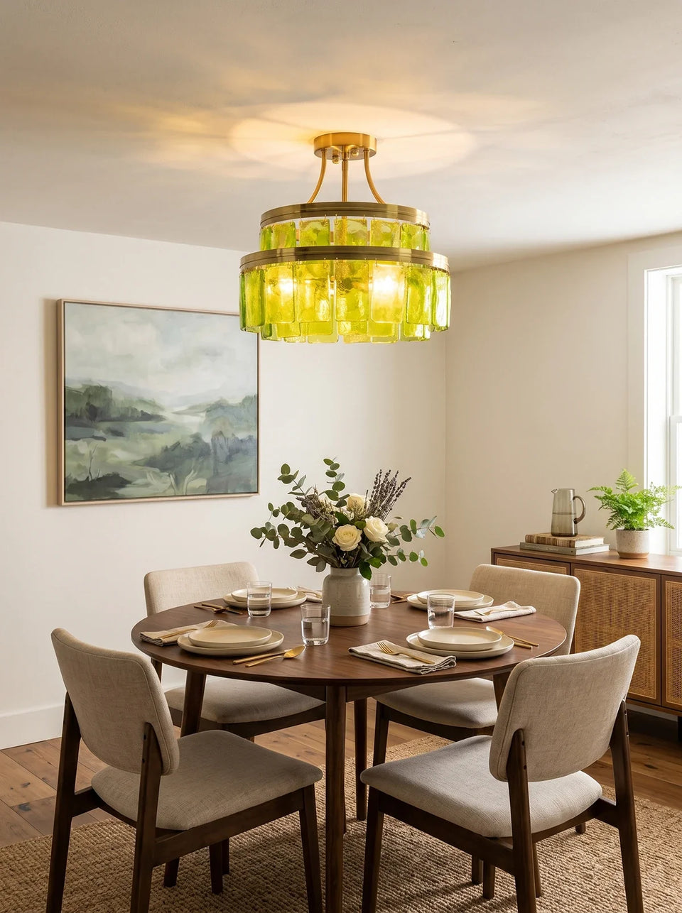 Green + Gold glass ceiling light - additional view 8