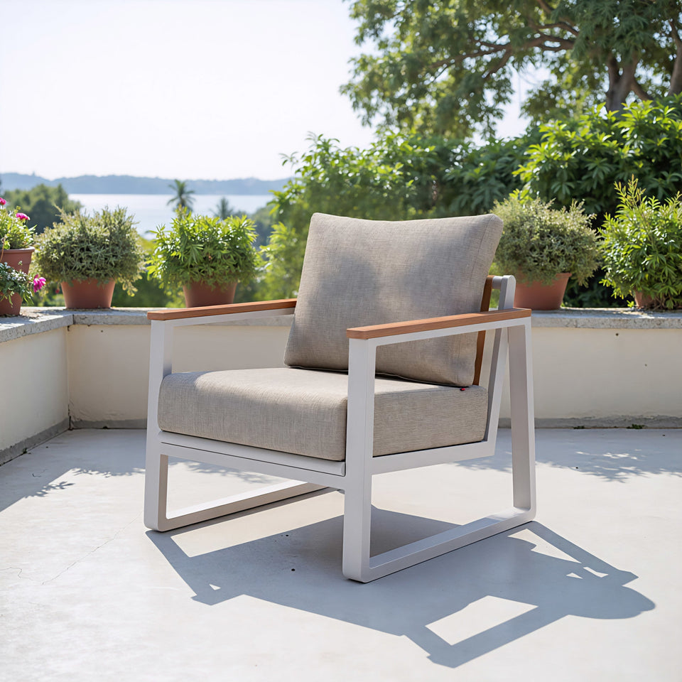 Welt Armchair Taupe & White
