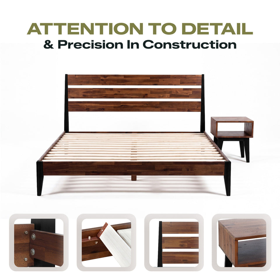 [Buy 1 Get 1] Emery Solid Wood Bed Frame & Nightstand