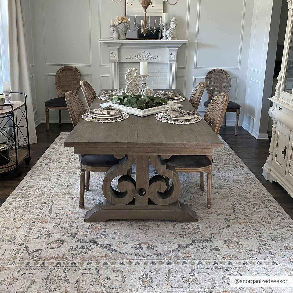Hiti Cream Flat Pile Washable Rug