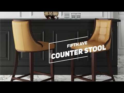 Fifth Avenue Wood Upholstered Counter Stool in Cream