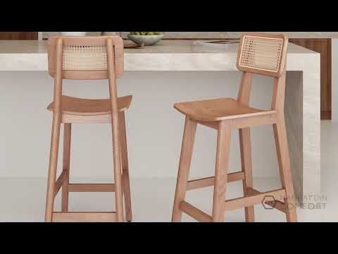 Versailles Cane Back Wood Counter Stool in Natural