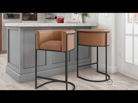 Cosmopolitan Metal Upholstered Counter Stool in Weathered Grey
