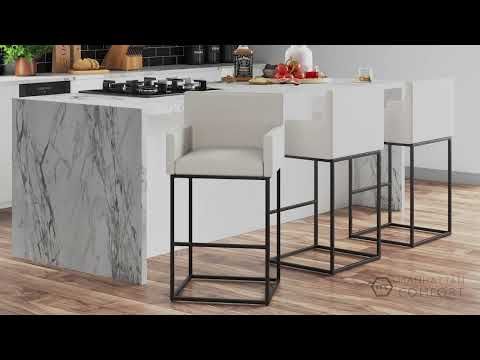 Ambassador Metal Upholstered Counter Stool in Weathered Grey