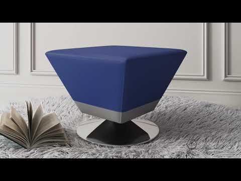 Diamond Vegan Leather Accent Ottoman in Red