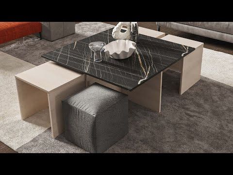 Haley End Table in Black Marble and White