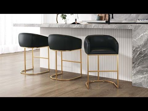Louvre Metal Upholstered Counter Stool in Black