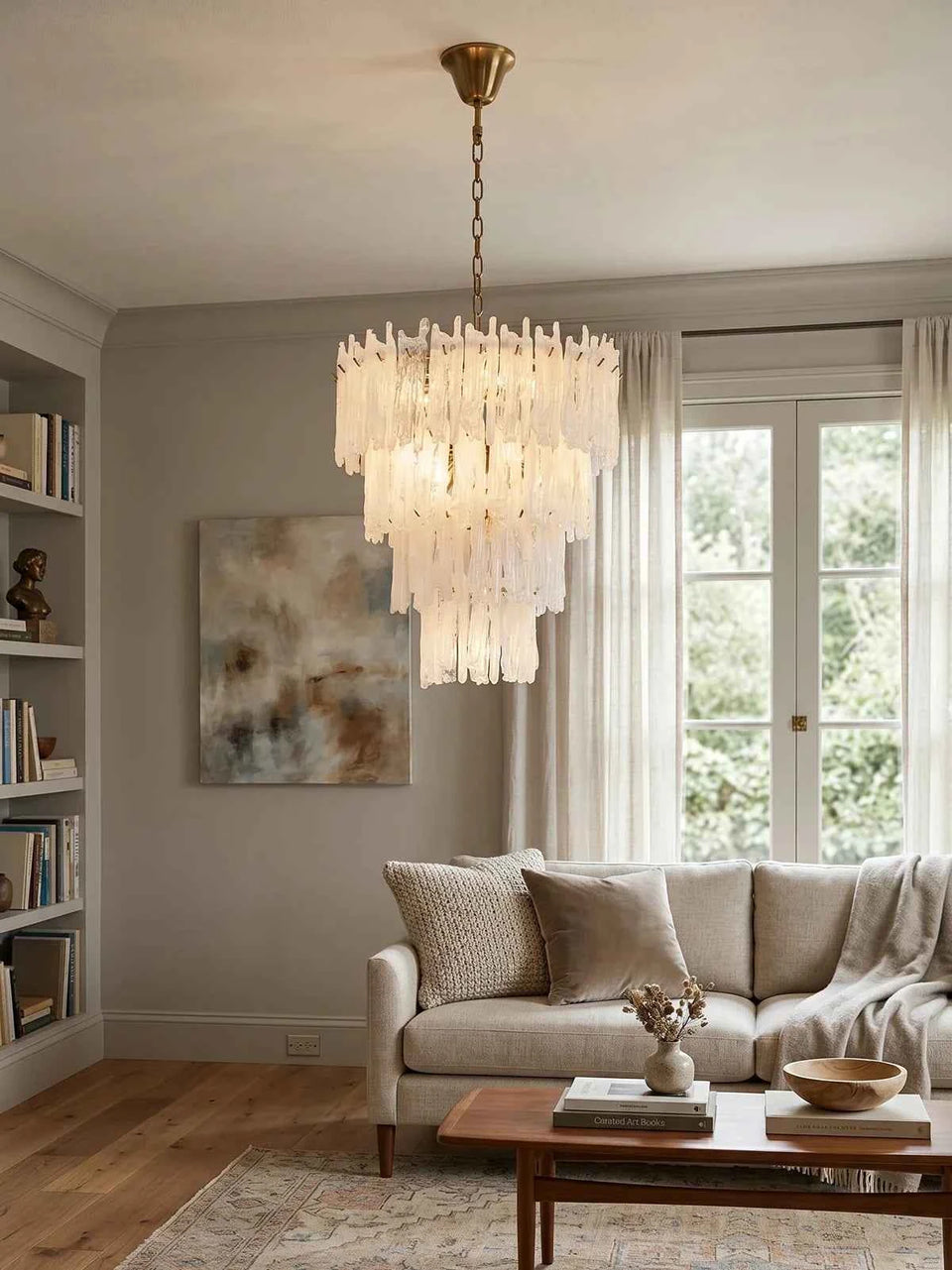 Icicle Waterfall Textured Glass Chandelier