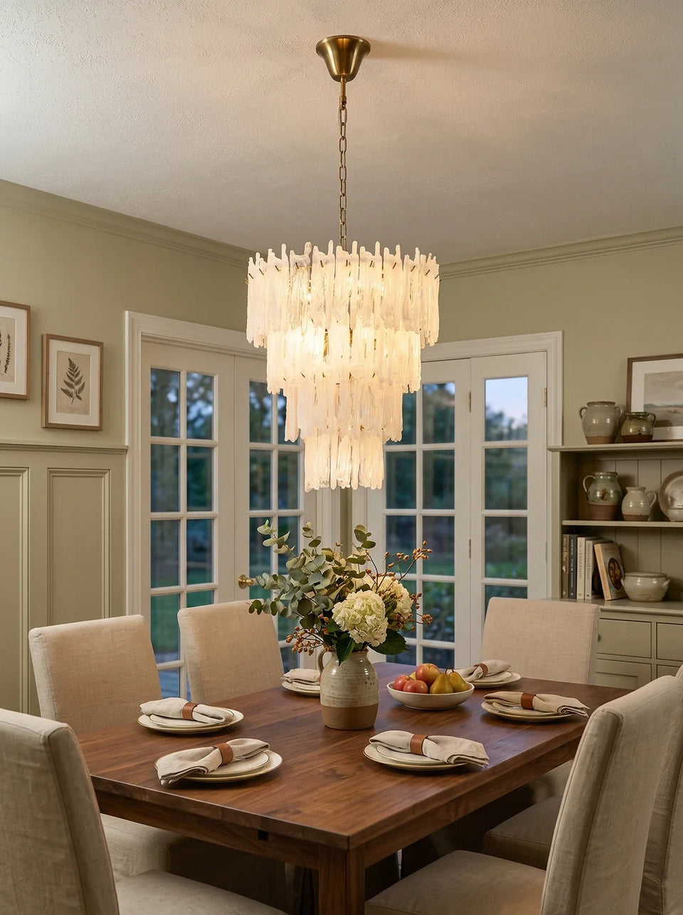 Icicle Waterfall Textured Glass Chandelier