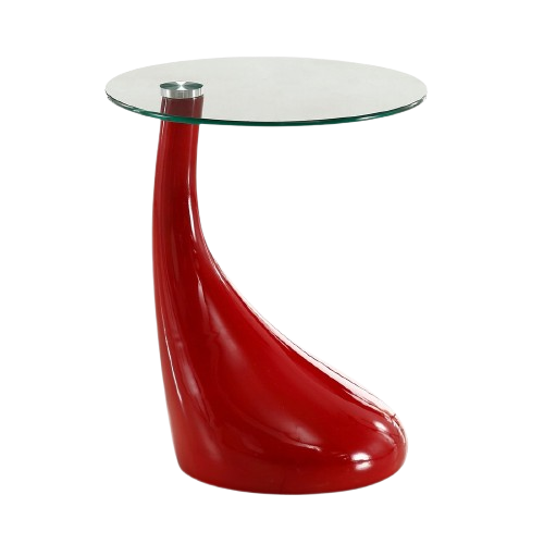 Lava Glass Top End Table in Red