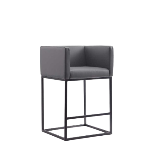 Ambassador Metal Upholstered Counter Stool in Weathered Grey