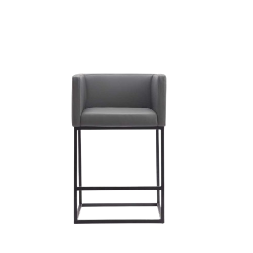 Embassy Metal Upholstered Counter Stool in Weathered Grey